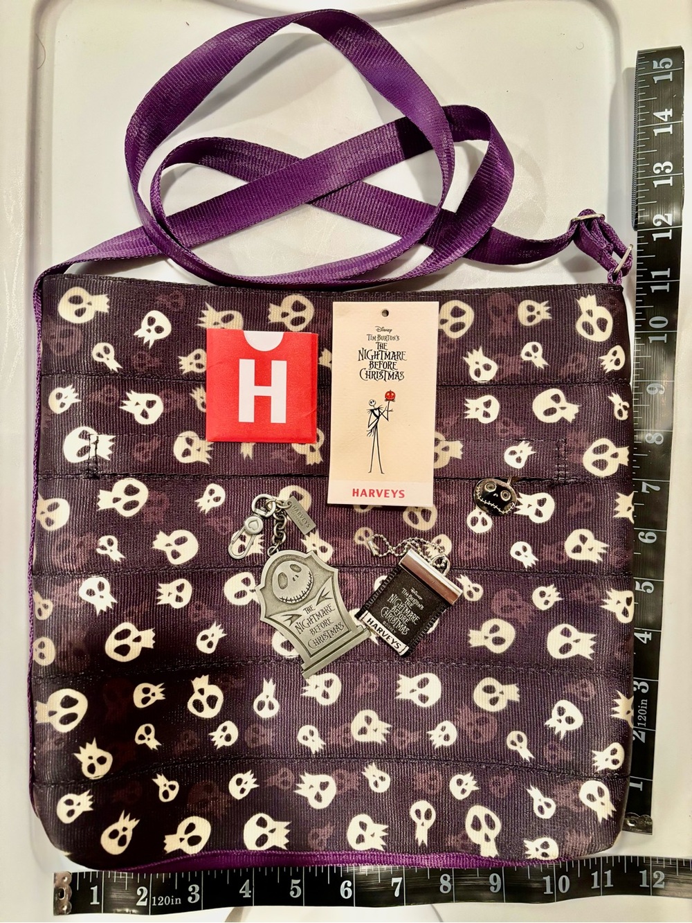 Harveys Disney Couture Nightmare Before Christmas Purple Strap Skull Crossbody